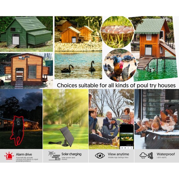 Automatic Chicken Coop Roll-up Door w/ Solar Remote Timer Night Vision - Picture 7 of 8